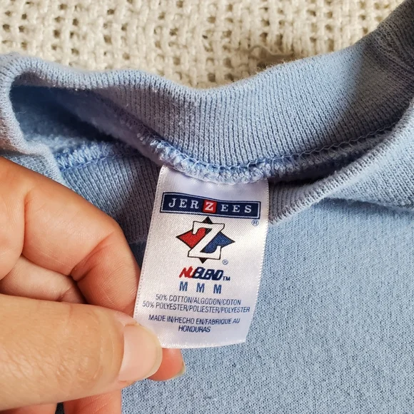 Vintage Jerzees Nublend Sweatshirt Blue Fall Leaves Birds Adult Size Medium - Picture 4 of 9